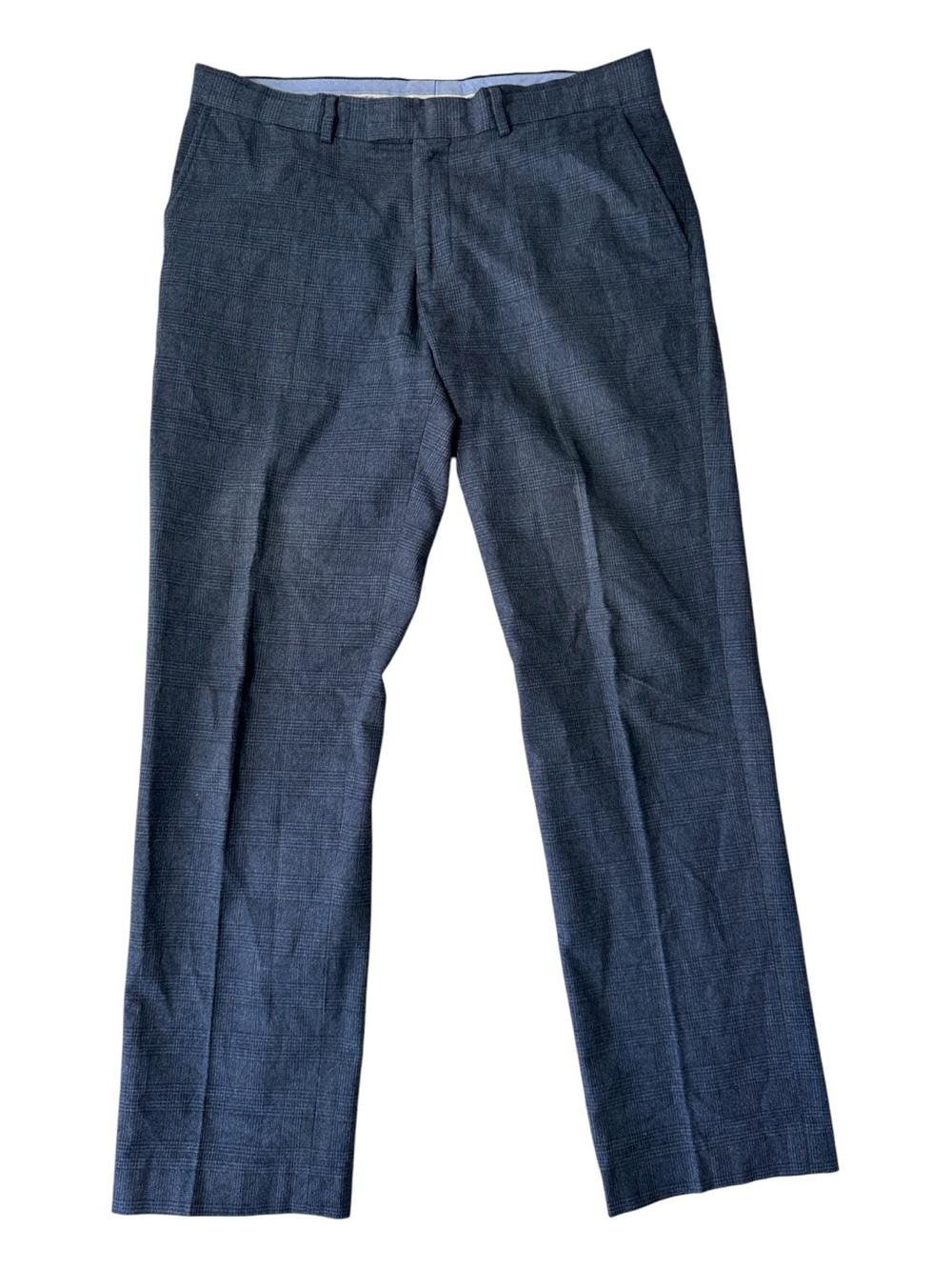 Charles Tyrwhitt mens 36x31 blue plaid cotton flannel chino pants EUC